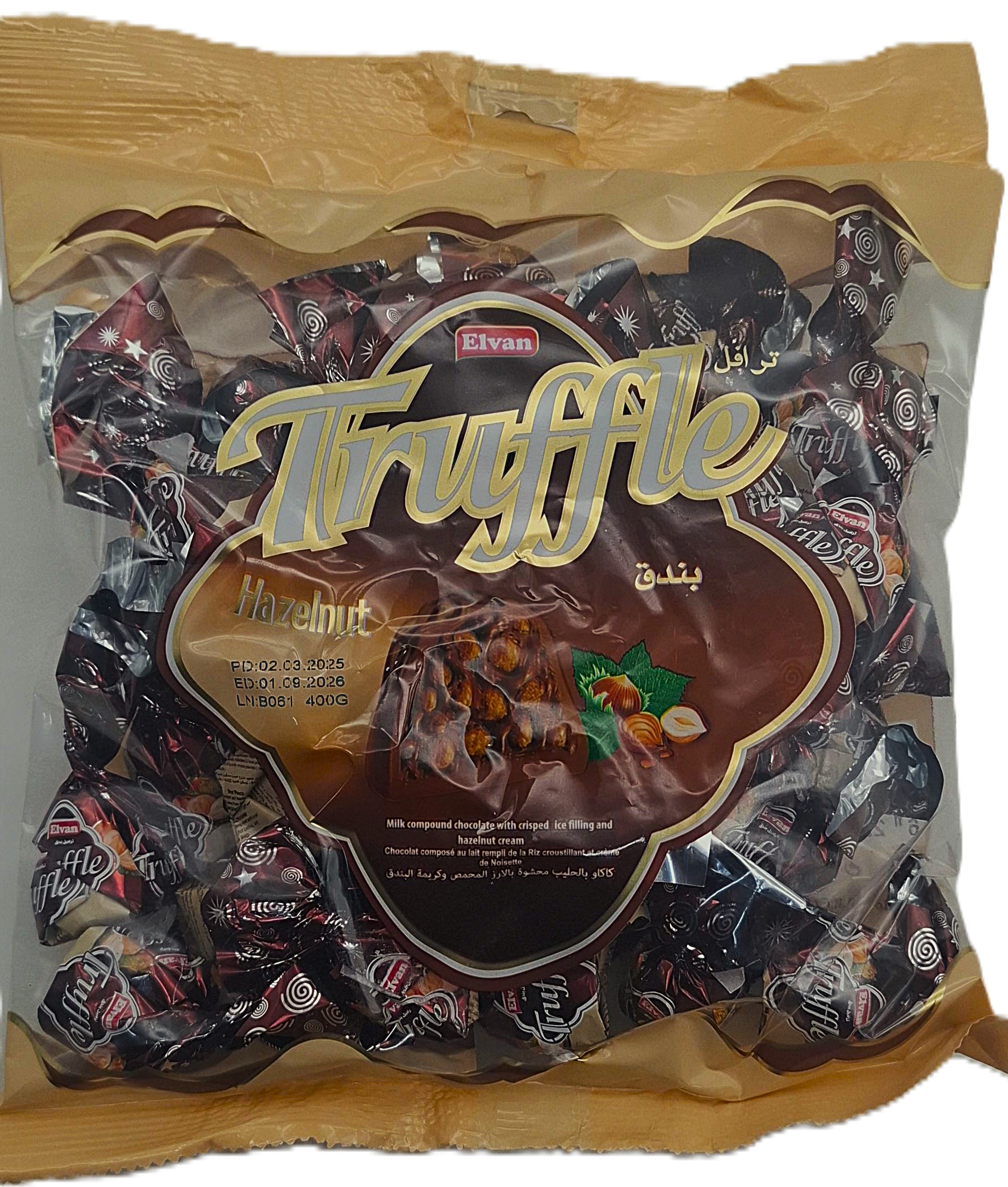 Elvan truffle bag hazelnut 400g MRP 660