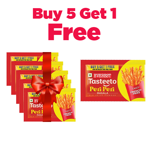 Everest Tasteeto Peri Peri Masala 7g  MRP 55  (BUY 5 GET 1 FREE)