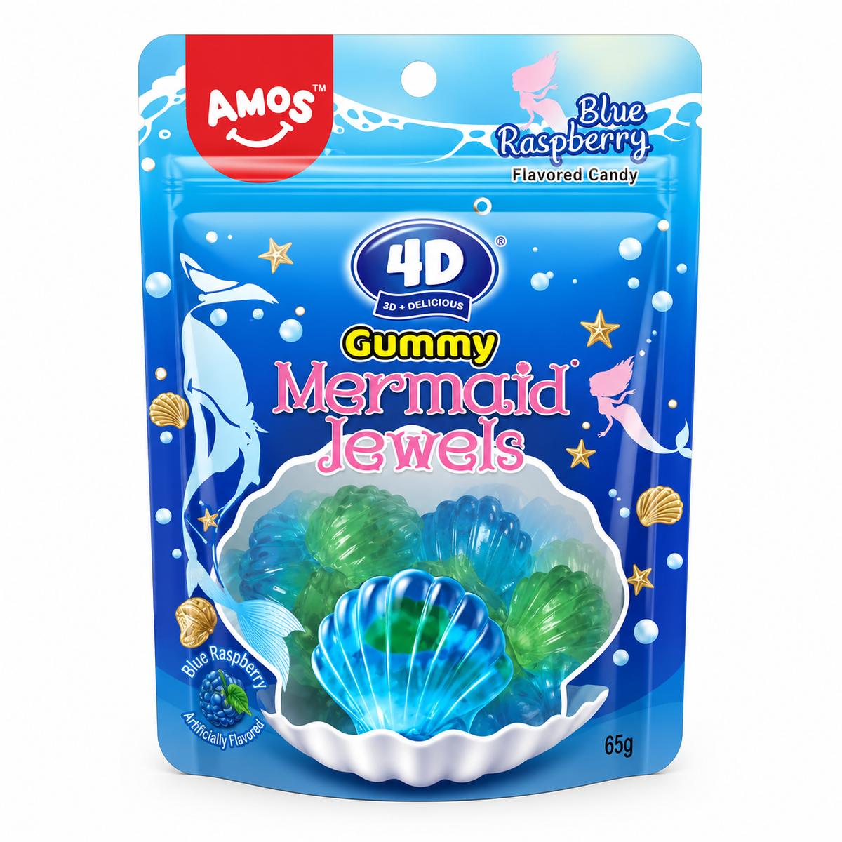 4D Gummy Mermaid Jewels Blue Rasberry Flavoured 72g MRP 190