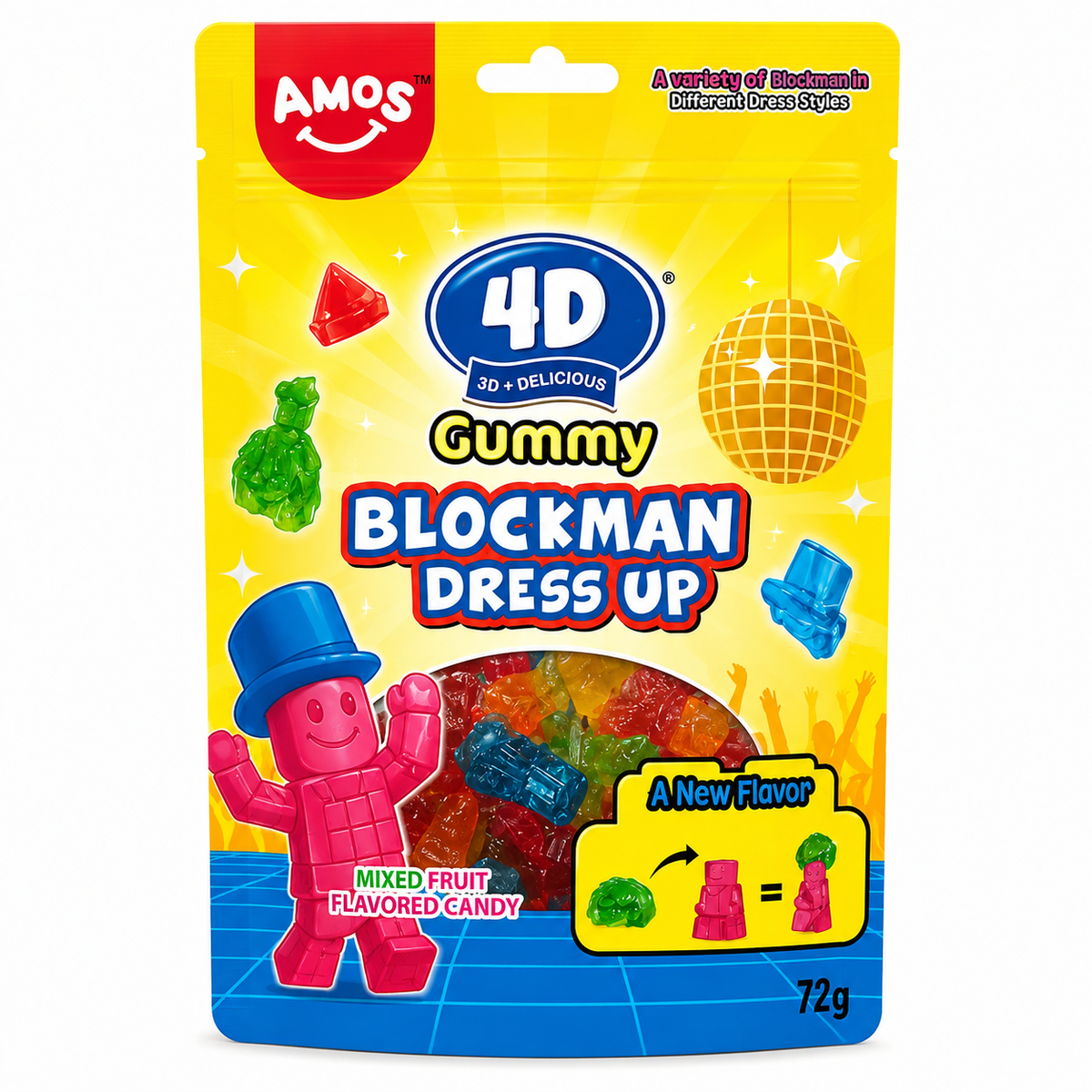 4D Gummy Blockman Dress up Mixed Fruit Flavour Candy 72g MRP 190