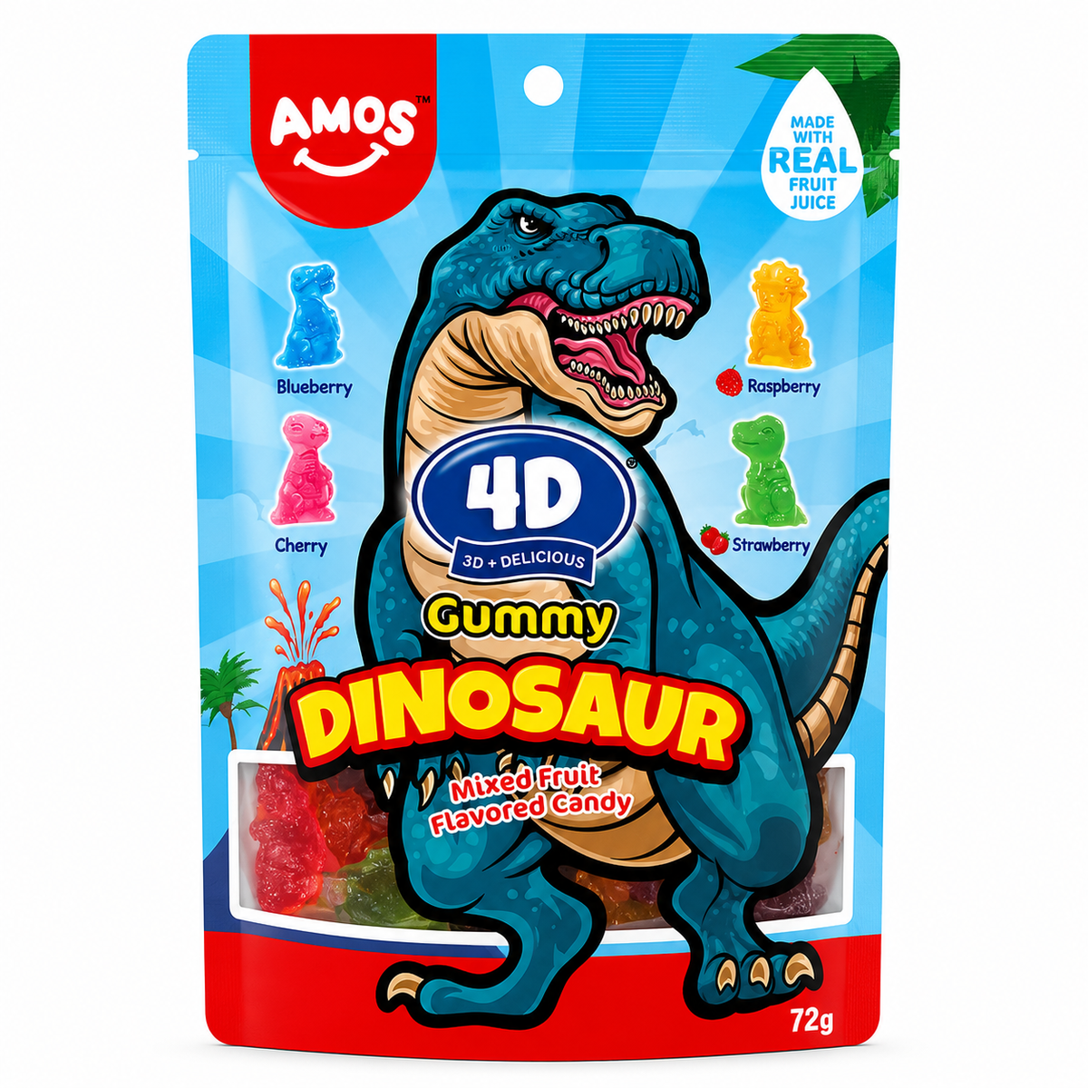4D Gummy Dinosaur Mixed Fruit Flavour Candy 72g MRP 190