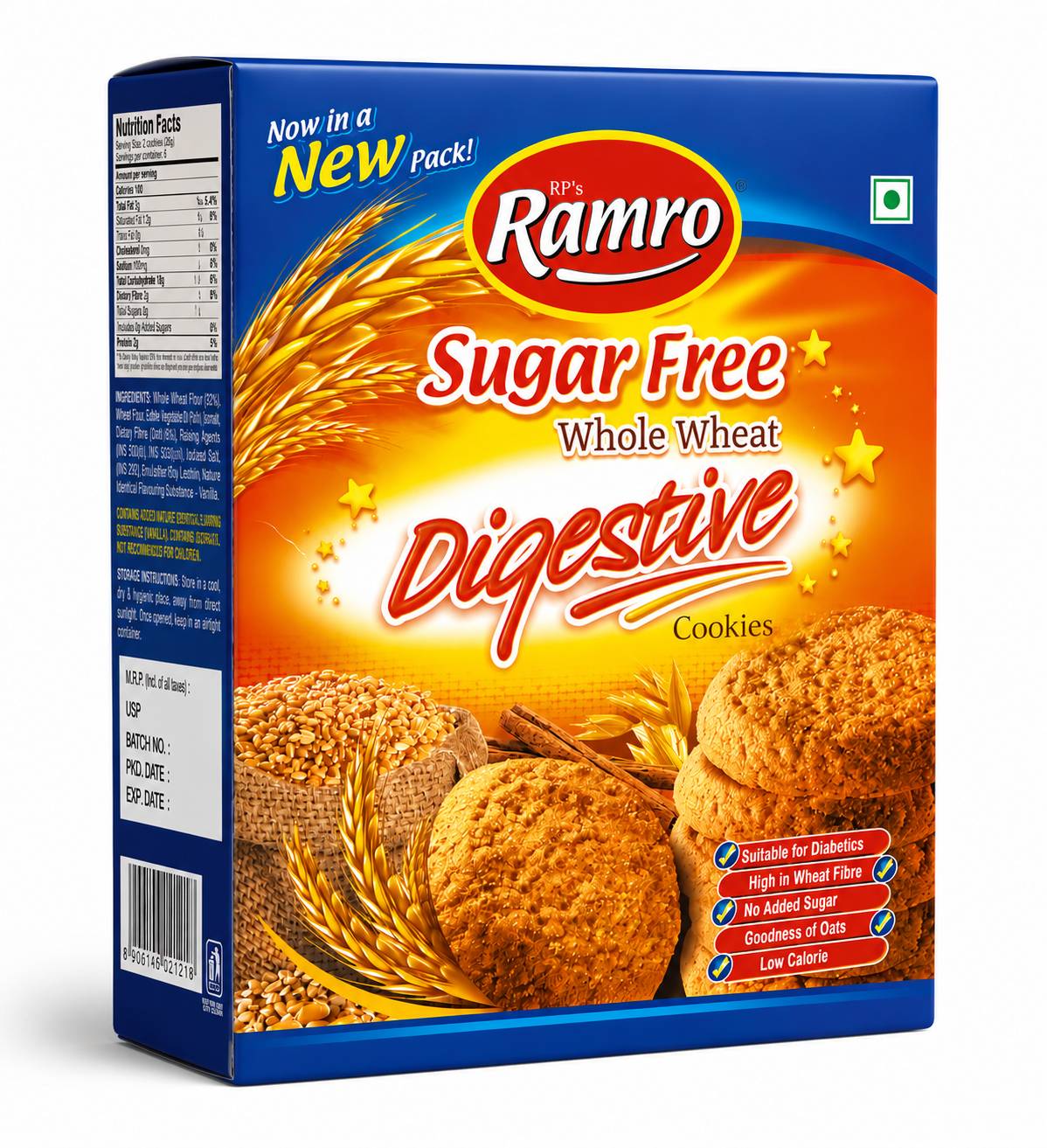 Ramro Sugarfree Whole Wheat Digestive Cookies 200g MRP 160