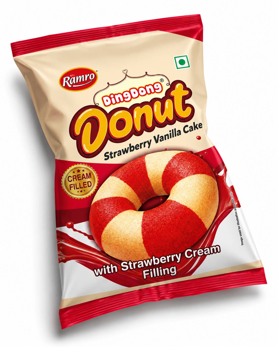 Dingdong Strawberry Vanilla Donut Cake 50g MRP 50