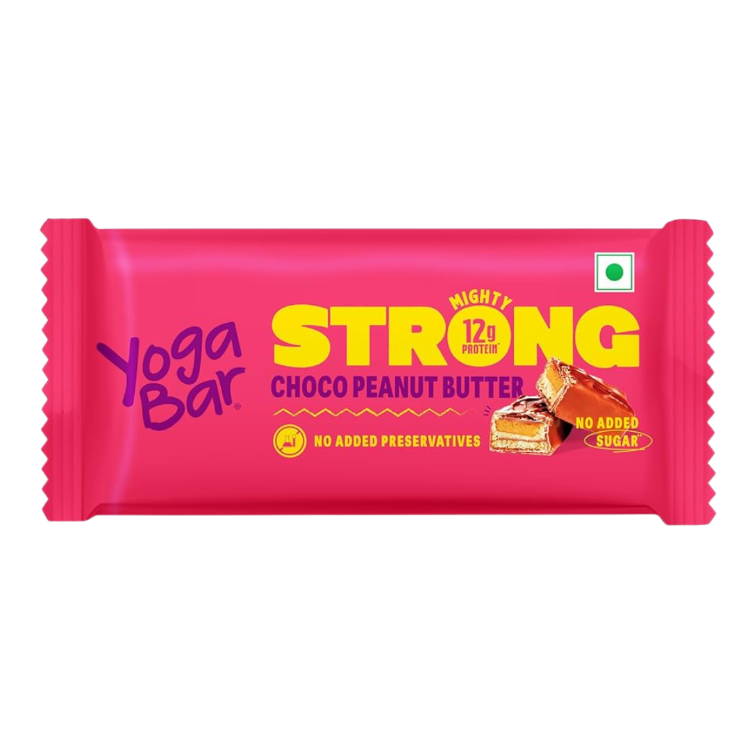 Yogabar 12g Protein Bar Mightly Strong Choco Peanut Butter 50g MRP 225