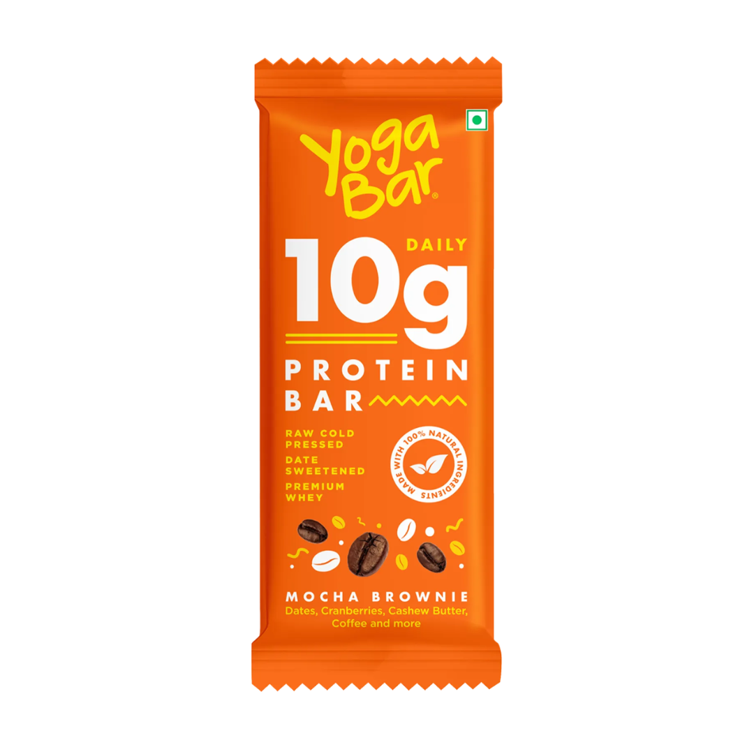 Yogabar 10g Protein Bar Mocha Brownie 50g MRP 170