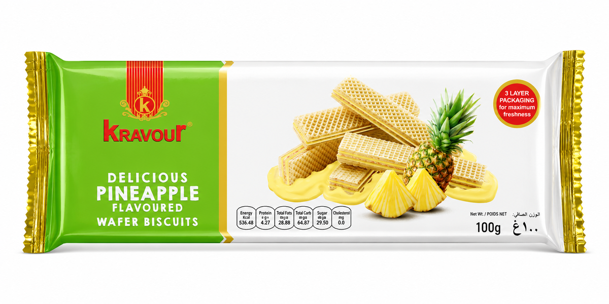 Kravour Wafer Biscuits Pineapple Flavor 100g MRP 160
