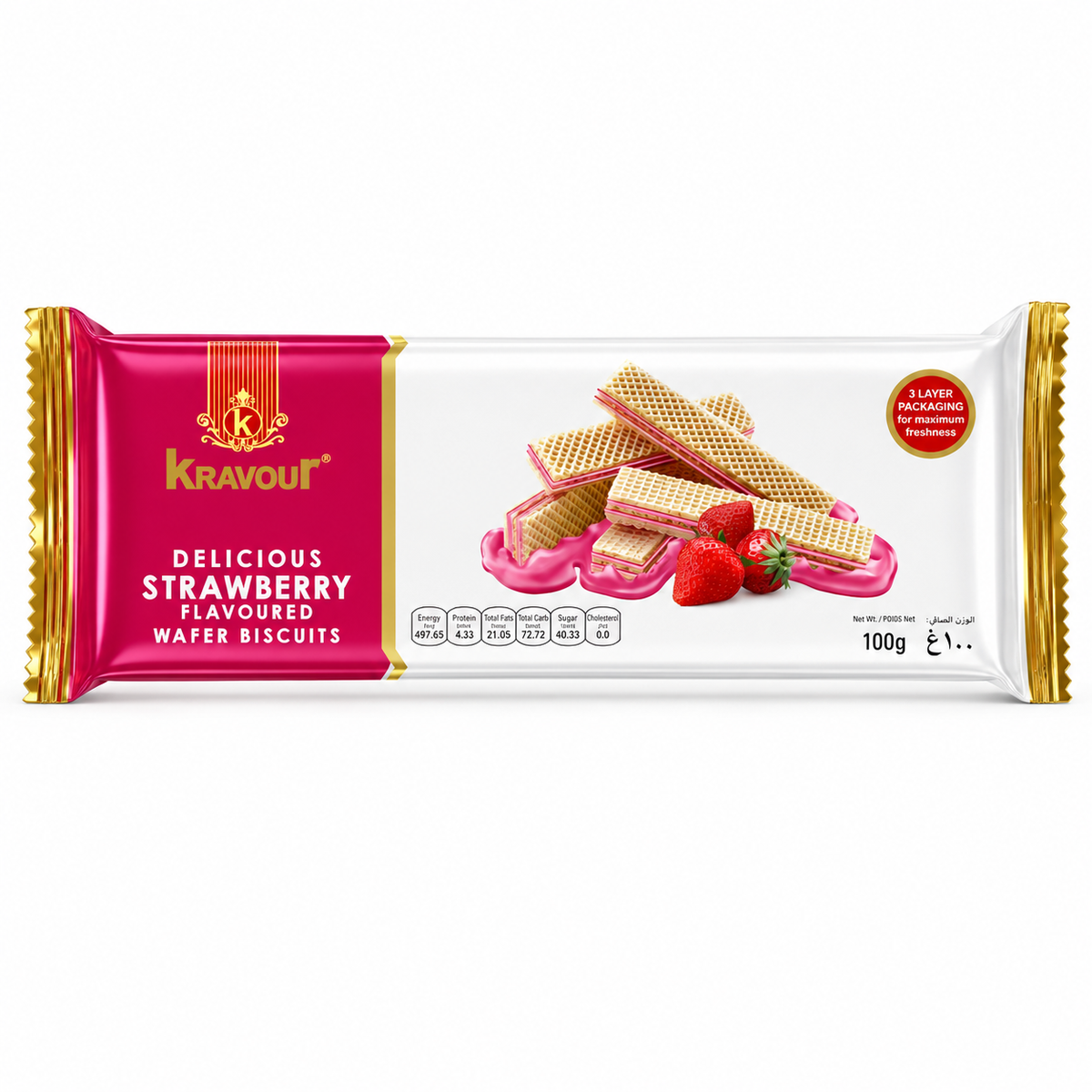 Kravour Wafer Biscuits Strawberry Flavor 60g MRP 110