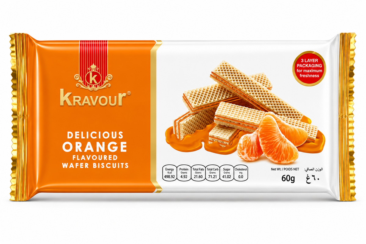 Kravour Wafer Biscuits Orange Flavor 60g MRP 110