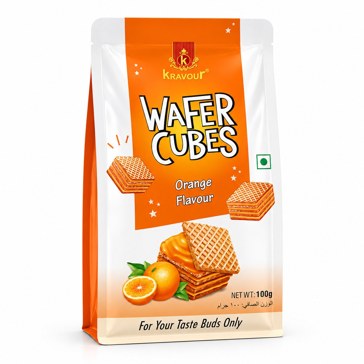 Kravour Wafer Cubes Orange Flavor 100g MRP 199