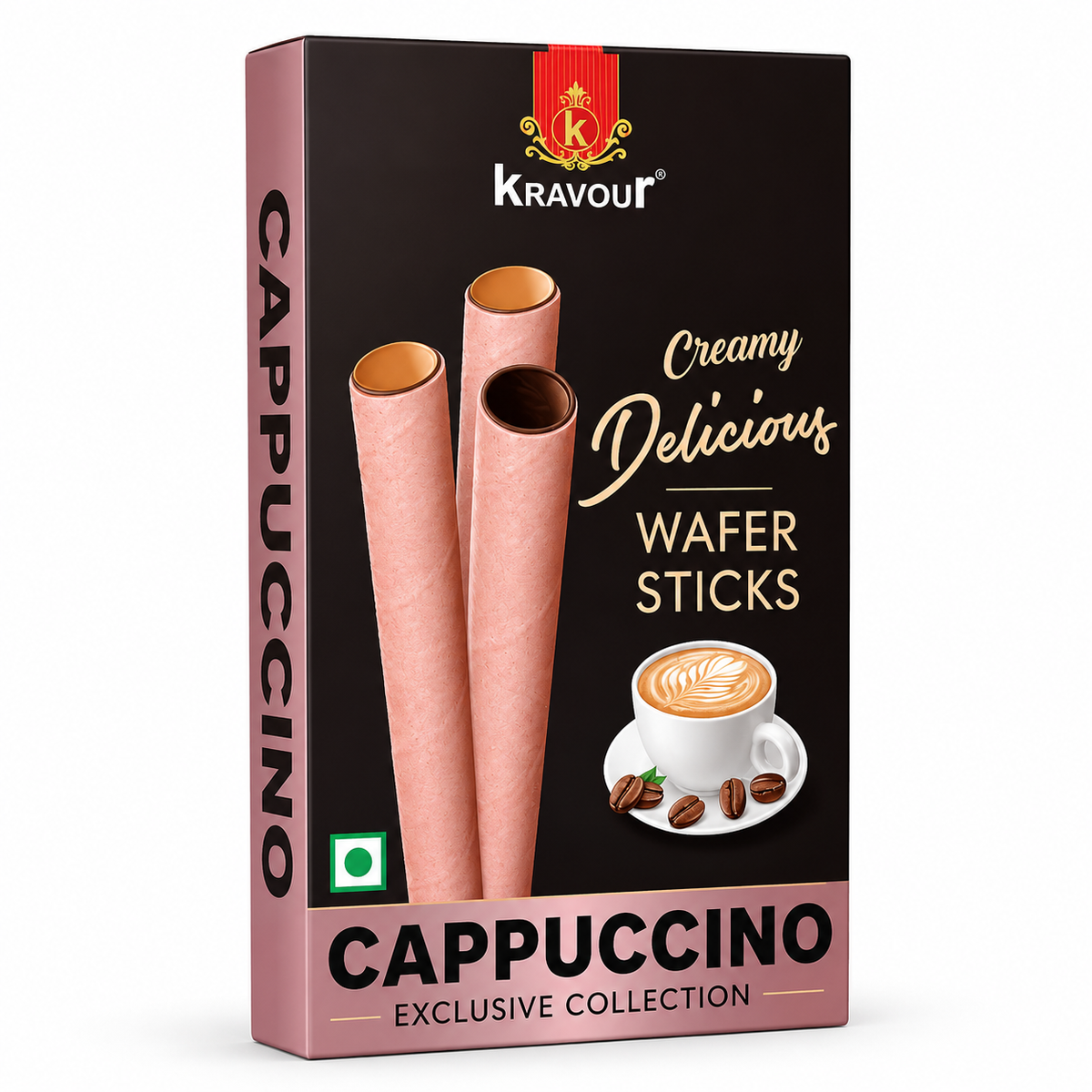 Kravour Wafer Rolls Cappuccino Flavor 75g MRP 160