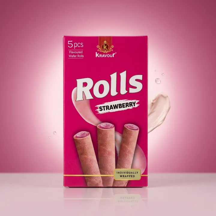Kravour Wafer Rolls Strawberry Flavor 50g MRP 99