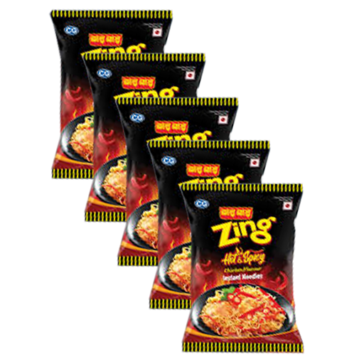 WaiWai Zing Hot & Spicy Noodles (60g x Pack of 5) MRP 100