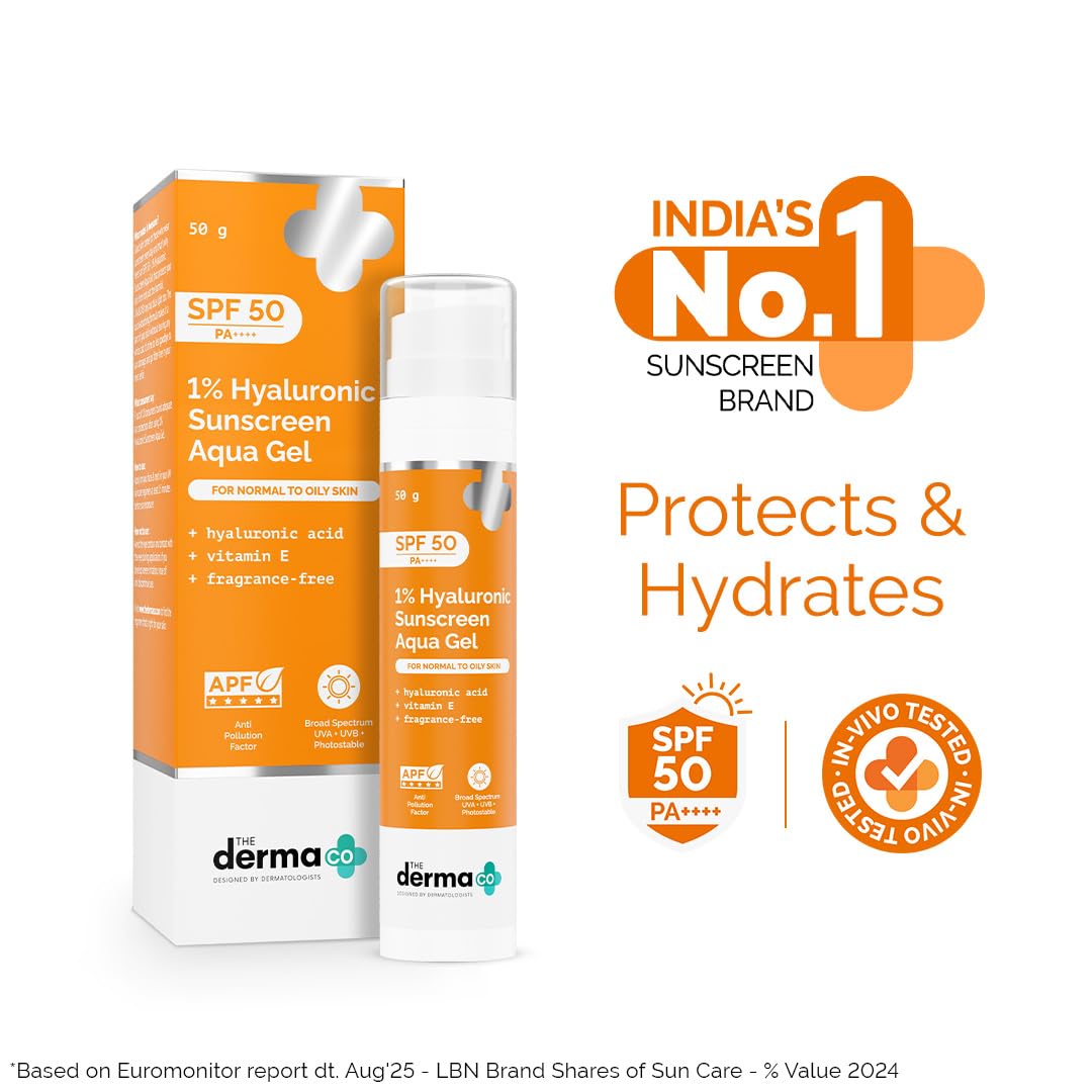 The Derma Co 1% Hyaluronic Sunscreen Aqua Gel SPF 50 PA++++50g MRP 798