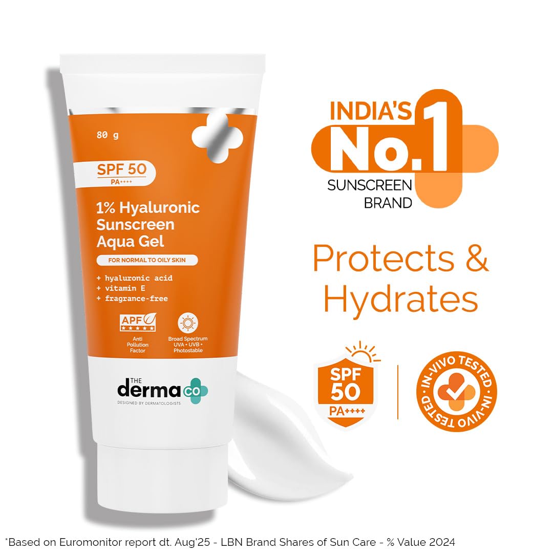 The Derma Co 1% Hyaluronic Sunscreen Aqua Gel SPF 50 PA++++-80g MRP 1038