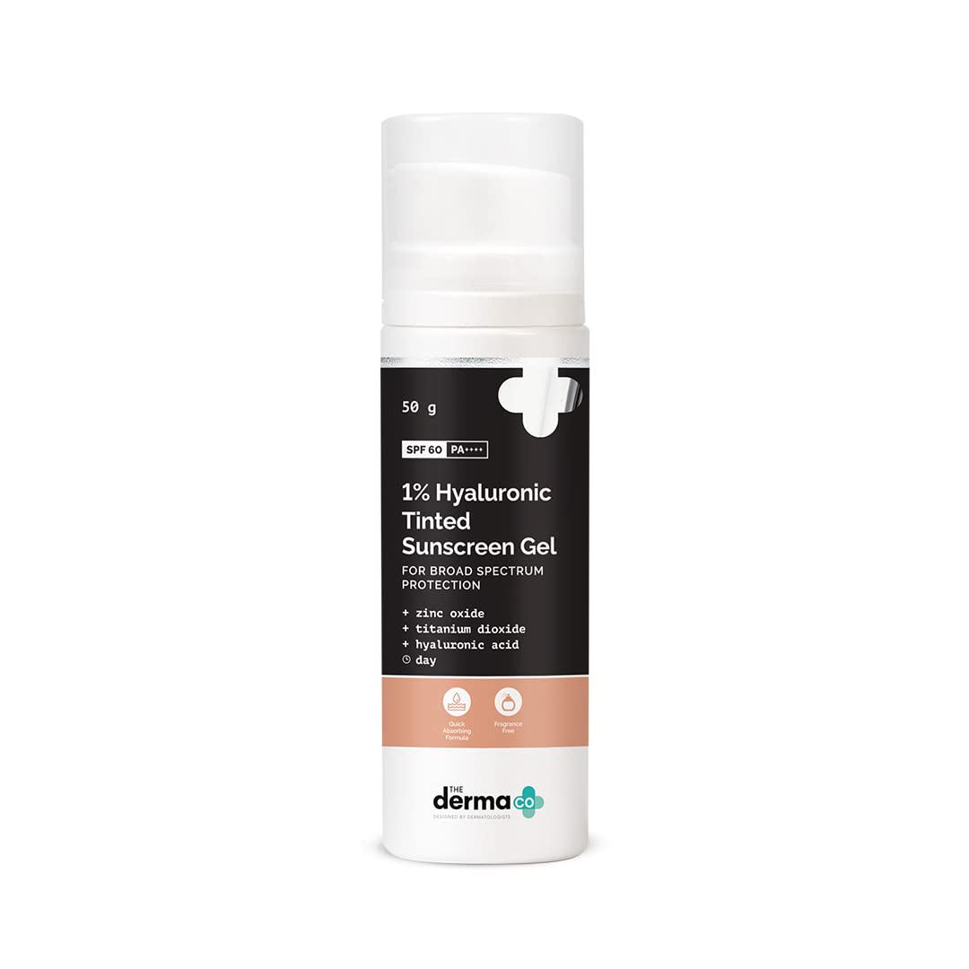 The Derma Co 1% Hyaluronic Tinted Sunscreen Gel with SPF 60 PA++++  50 g MRP 1118