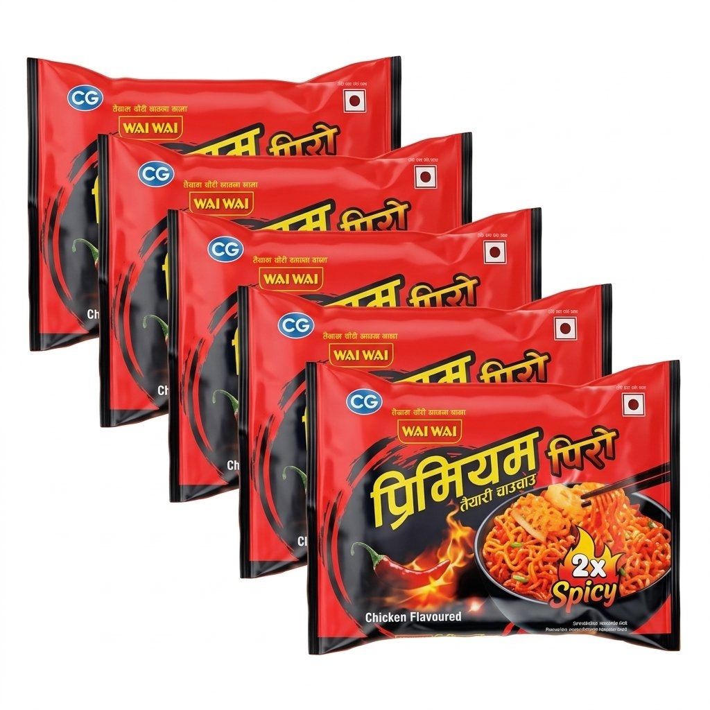 Wai Wai Premium Piro Noodles (45g x Pack of 5) MRP 75