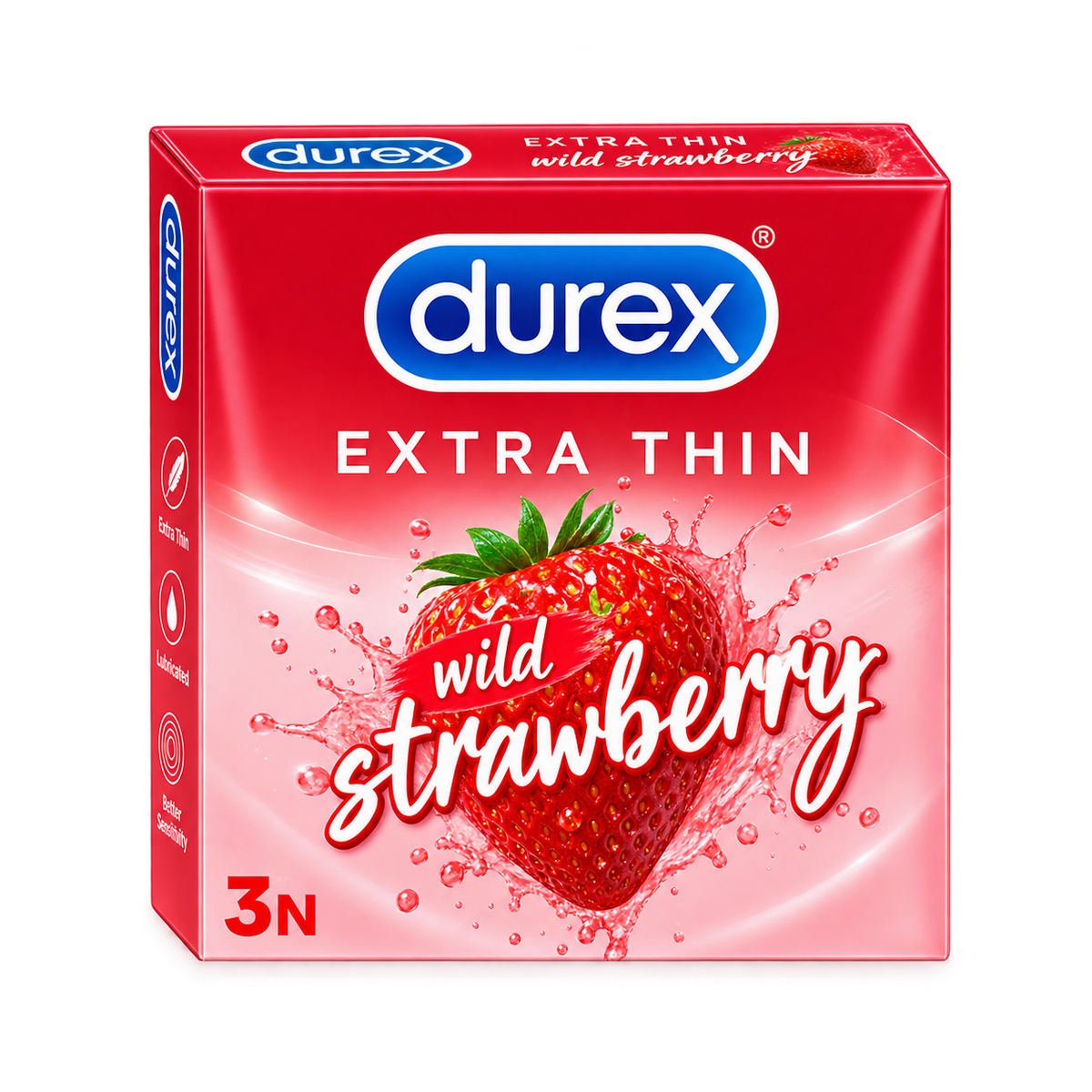 Durex Extra Thin Wild Strawberry Flavored 3pcs MRP 96