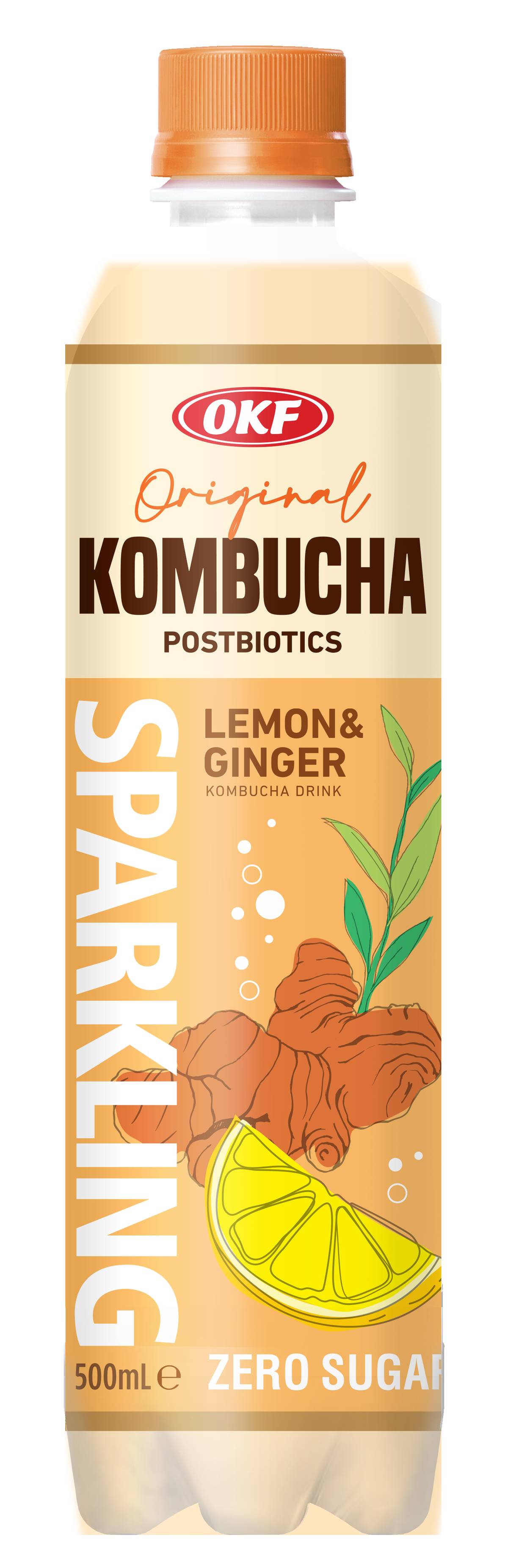 OKF Kombucha Sparkling Lemon & Ginger Drink with Zero Sugar 500ml MRP 350