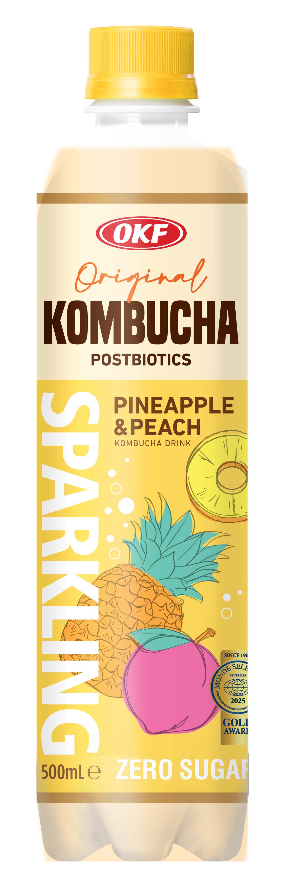 OKF Kombucha Sparkling Pineapple & Peach Flavor Drink With Zero Sugar 500ml MRP 350