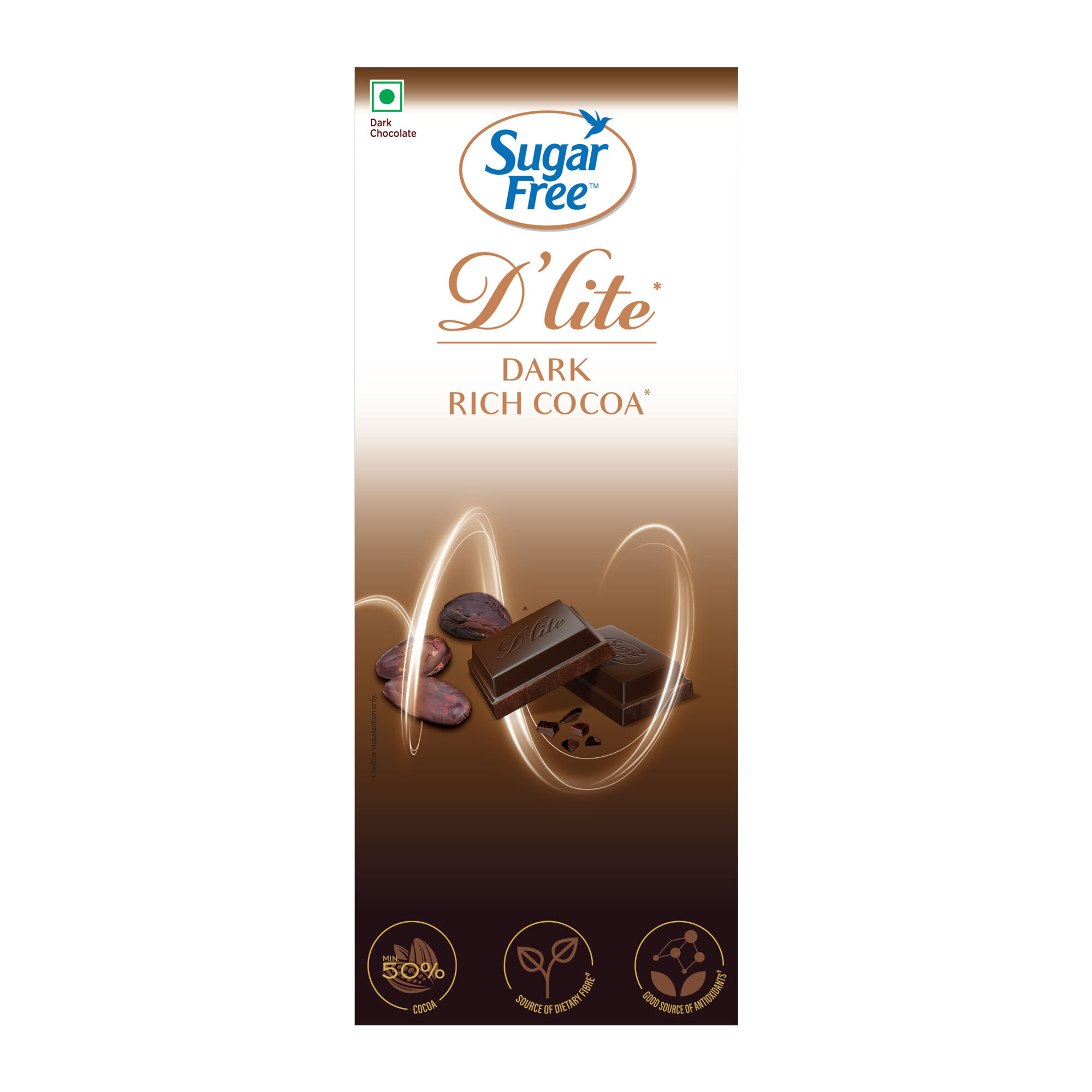 Sugar Free D'Lite Dark Rich Cocoa Chocolate Bar 80g MRP 380