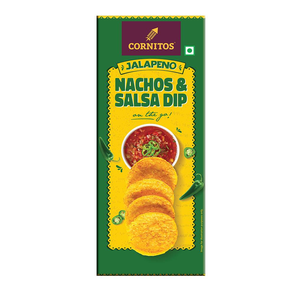 Cornitos Jalapeno Nachos & Salsa Dip 70g  MRP 190