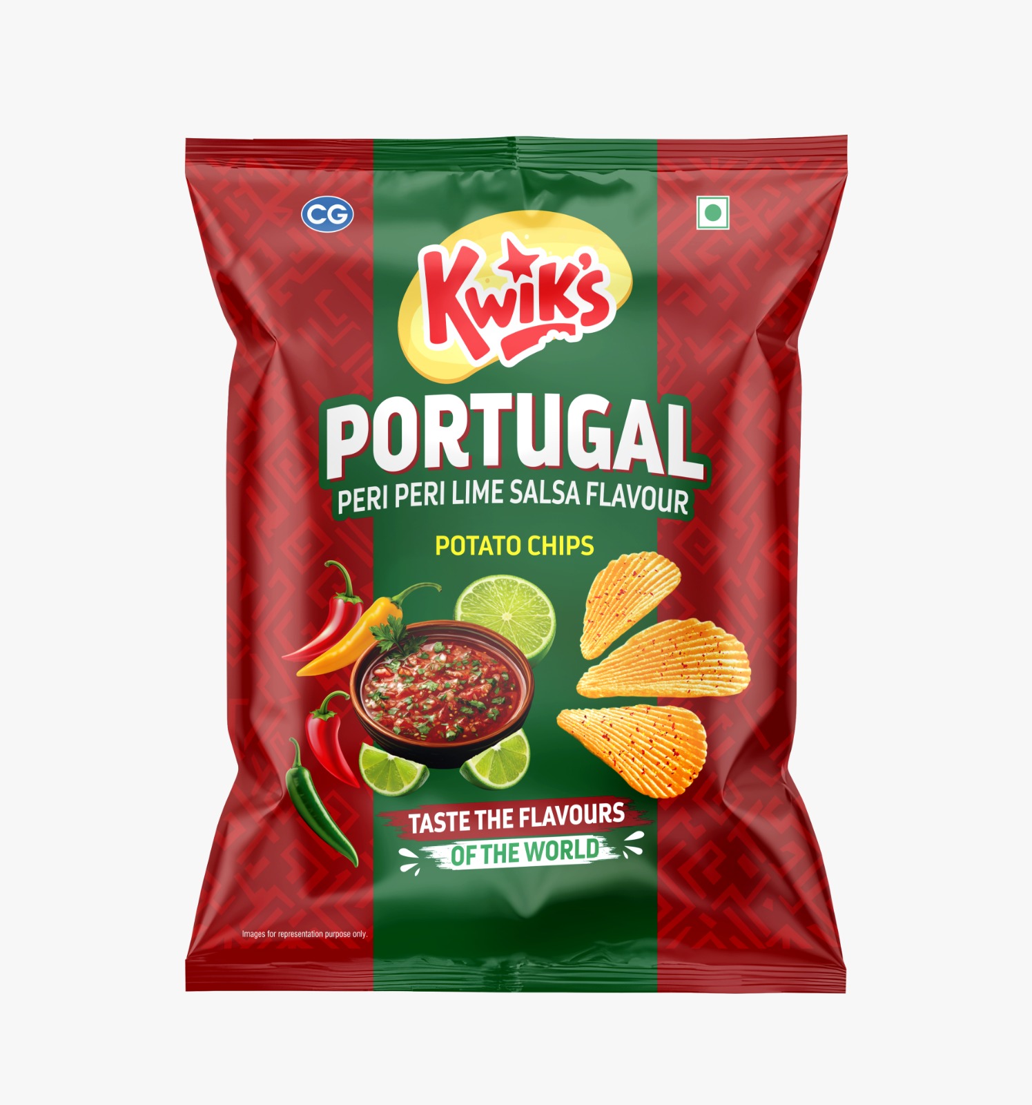 Kwiks Portugal Periperi Lime Salsa Flavor Potato Chips MRP 50