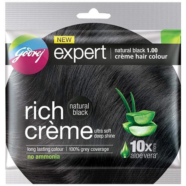 Godrej Expert Natural Black 1.00 Creme Hair Colour MRP 60