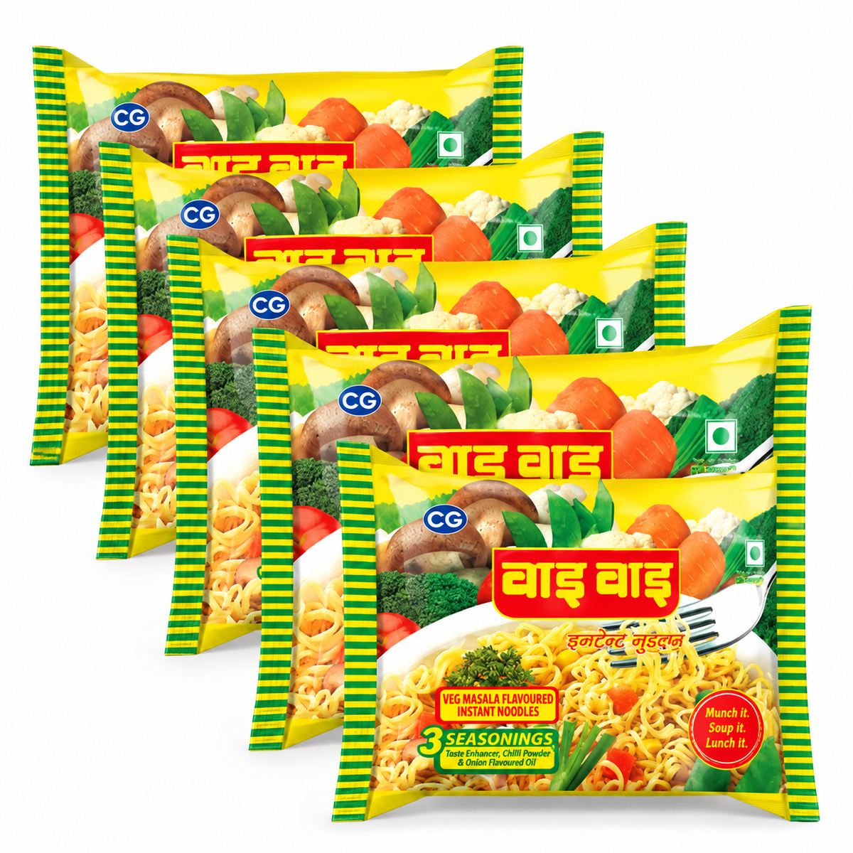 Wai Wai Instant Veg Noodles (60g x Pack of 5) MRP 100