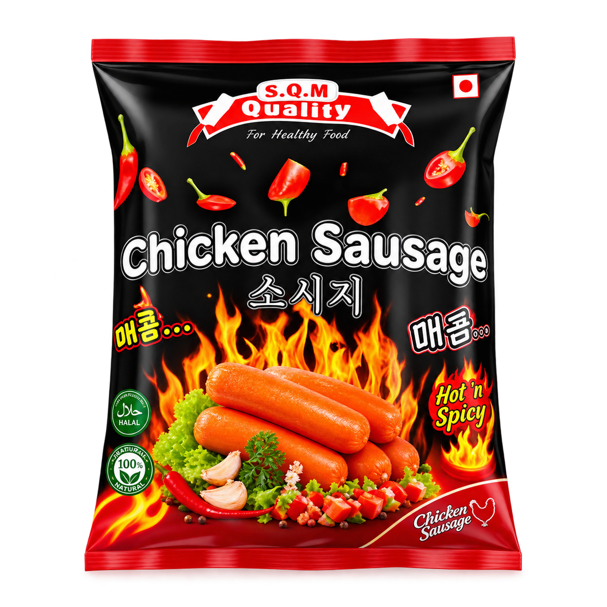 S.Q.M Quality Chicken Hot and Spicy Sausage 400g MRP 425