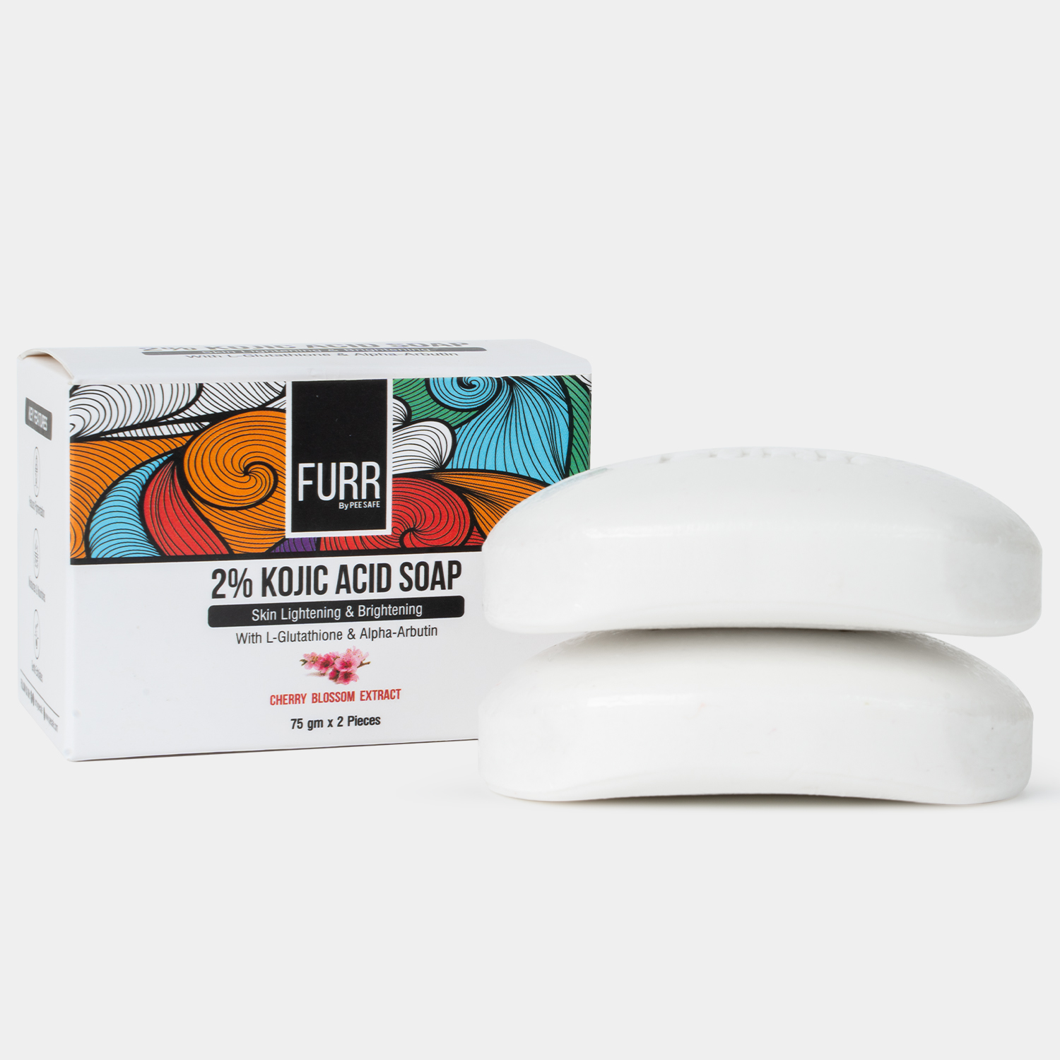 PeeSafe Furr 2% Kojic Acid Soap with Glutathione & Alpha-Arbutin Bathing Soaps 2pcs MRP 479