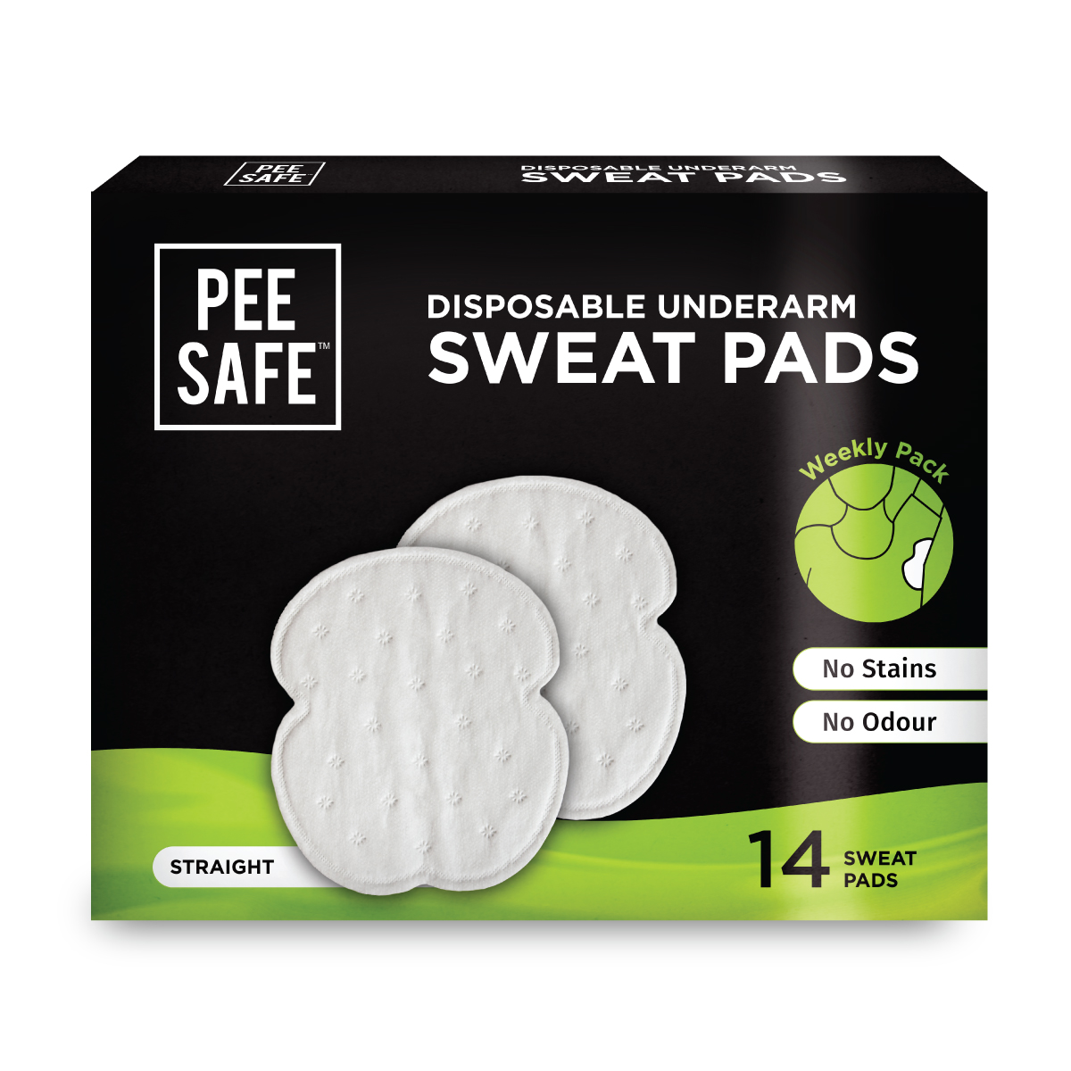 Pee Safe Disposable Underarm Sweat Pads (Straight) - Pack of 14