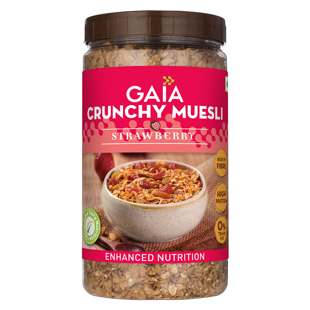 Gaia Crunchy Strawberry Muesli 1000g MRP 1250