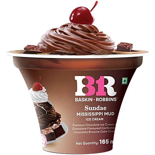 Baskin Robbins Mississippi Mud Sundae Ice Cream Cup 165ml MRP 395