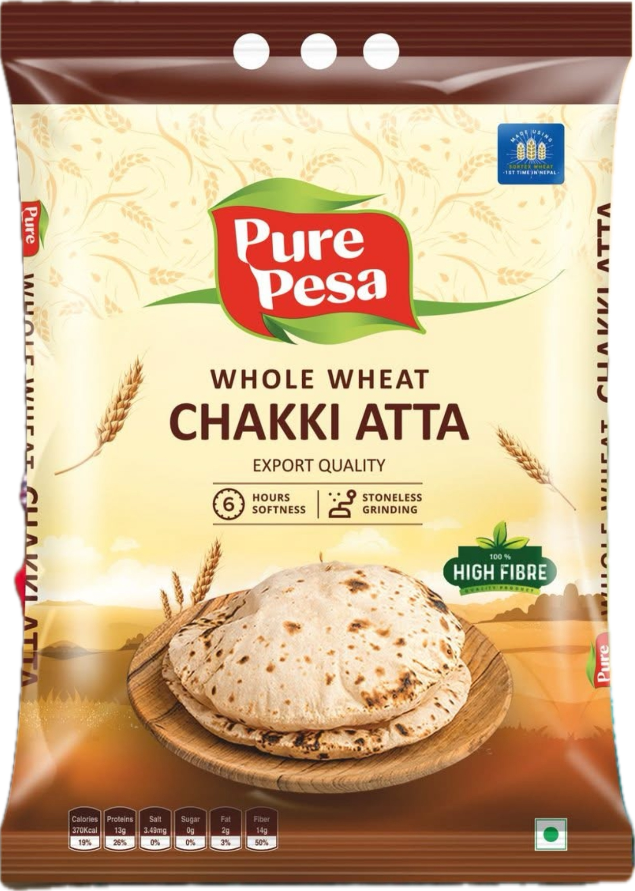 Pure Pesa Whole Wheat Chakki Aata 2000g MRP 210