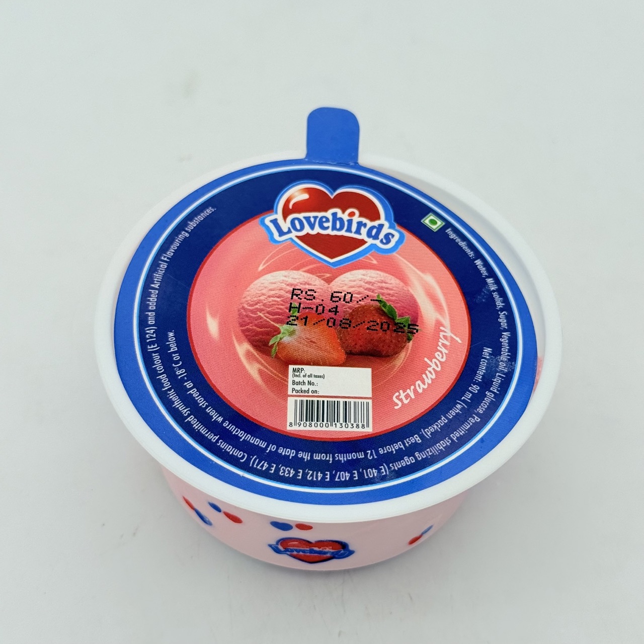 Lovebirds Strawberry Big Cup Icecream Tub MRP 60