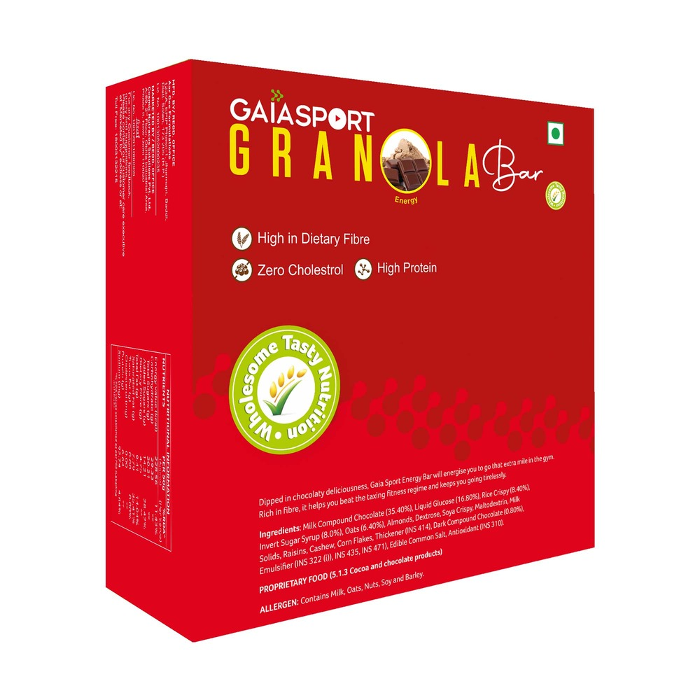 Gaia Sport Energy Granola Bar (50 g x Pack of 12) MRP 1200